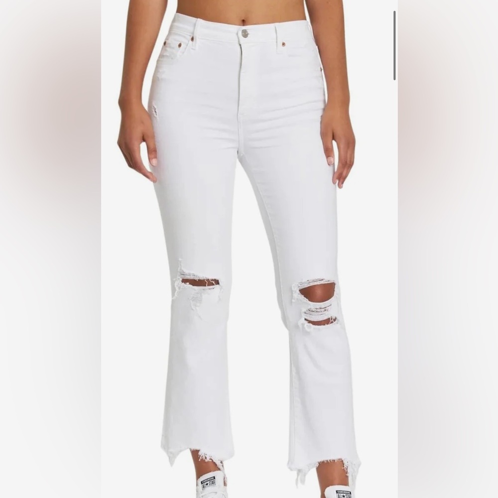 NWT DAZE DENIM SHY GIRL HIGHRISE CROP FLARE WHITE JEANS